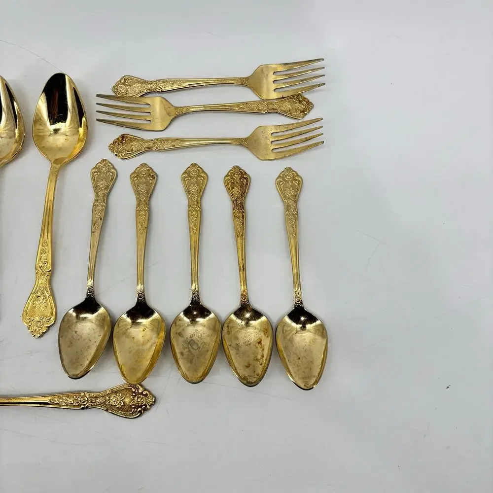 Rogers Stainless Steel Gold Tone Flatware Repurpose DIY Crafting